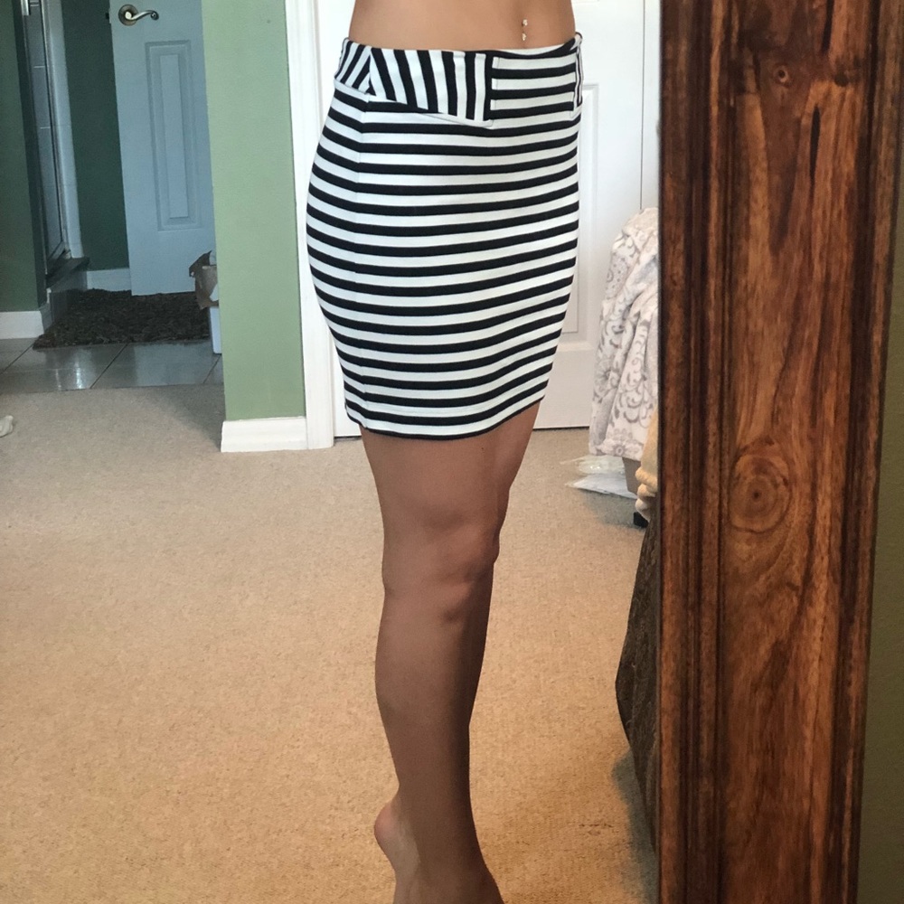 Black & White Striped Mini Skirt